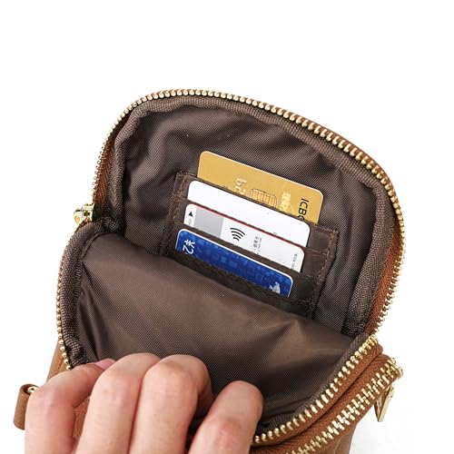 INICAT Women's Small Sling Bag, Lightweight Everyday Vegan Leather Crossbody Purse for Daily Essentials and Travel Light - color: Brown, size: Large
