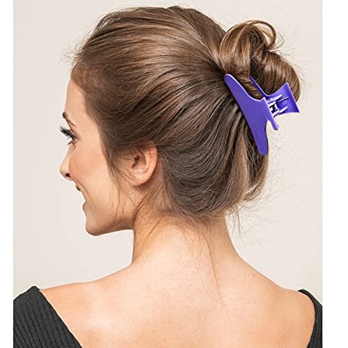 Ondder 12 Pack Purple Butterfly Hair Clamps Clips Hair Claw Clips Salon Pro Section Clip for Styling, Sectioning, Cutting, Coloring Hair Clips Hairdressing Salon Tool Hair Accessories for Women Girls - color: Purple