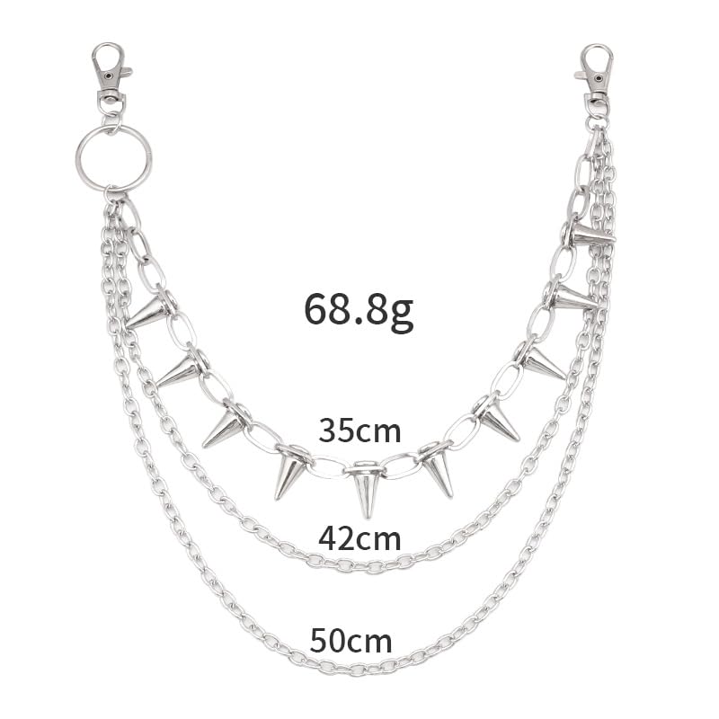 Pants Chains Hip Hop Punk Jeans Wallet Chain Goth Layered Waist Belt Chain Clothing Accessories for Women Men - color: 3 Chains Rivet