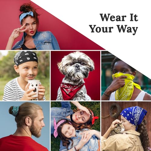 AURAE Bandana – 100% Cotton & Natural Fibers – Bandana Scarf with No Polyester – Soft, Durable & Machine Washable - color: Black