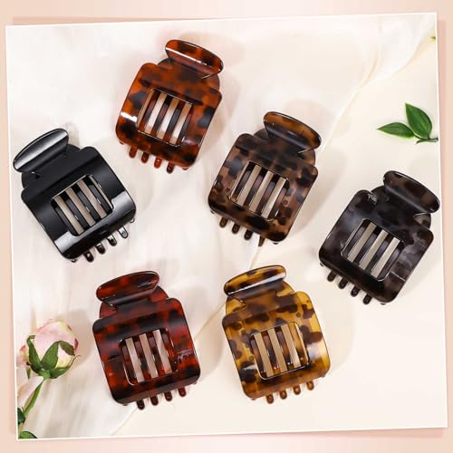 Obeoby 6 PCS Flat Claw Clips for Women, French Flat Hair Clips Large Hair Barrettes Accessories (Tortoiseshell) - color: Tortoiseshell