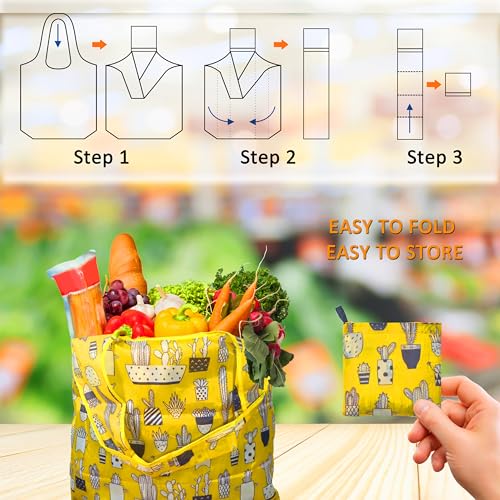 Reusable Foldable Shopping Bags, 4 Pack - Lightweight And Compact, Grocery Totes With Summer Patterns, Machine Washable And Durable, Ideal For Groceries, Travel, And Daily Use - color: Summer 4 Pack