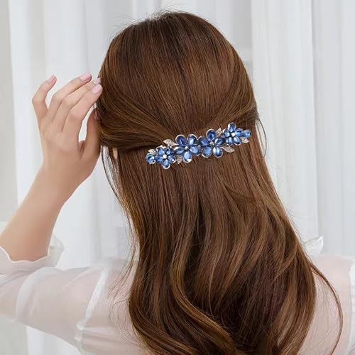 Hair Clips for Women, Rhinestone Bridal Hair Barrettes with Crystal Accents, Sparkly Hair Pins for Wedding, Bride & Long Hair, Formal Evening Hair Accessories