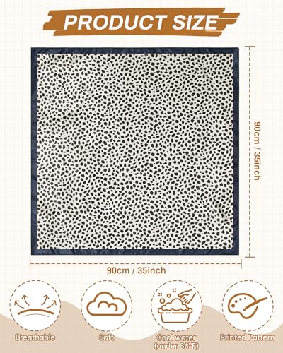 Mesovor 35” Square Head Scarf for Women, 3 Pack Like Silk Satin Headscarf Hair Neck Scarf Top Bandanas for Sleeping - color: Leopard(beige/Brown/Black)