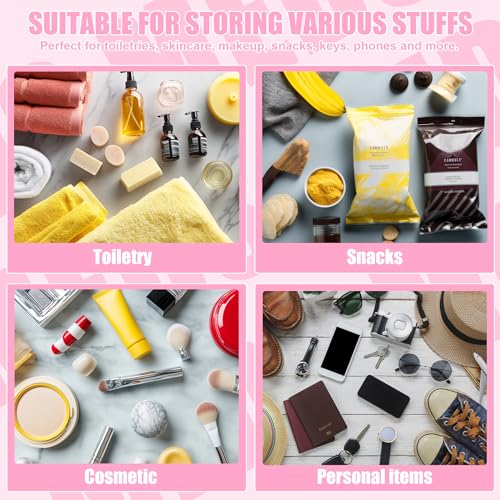 BuyCard Chenille Letter Clear Medicine Bags, Makeup Meds Bags, Preppy Patch Cosmetic Bag with Zipper&Wristlet, Waterproof PU&PVC Toiletry Medicine Storage Case, Portable Travel Drugs Pills Pouch Pink - color: Pink-Meds