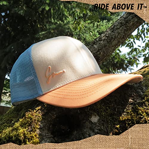 Grace Folly Beach Trucker Hats for Women- Snapback Baseball Cap for Summer - color: Classic Blue & Peach