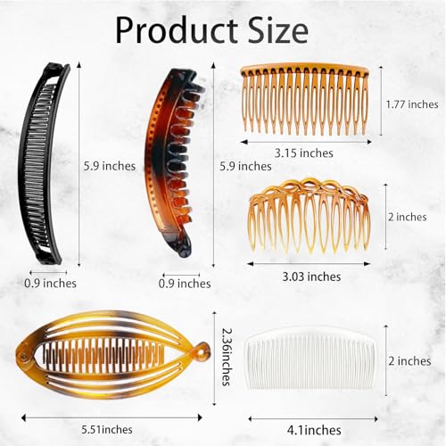 18 Pieces Banana Hair Clips Classic French Hair Comb Set Fishtail Plastic Twist Hair Clip Ponytail Accessories for Women Girls, 6 Styles（style3） - color: black,white, brown（style3）