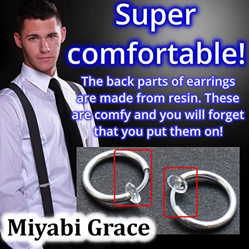 Silver Small for Women Comfortable Plastic Invisible Clip On Hoop Earrings Men Fake Nose Ring Faux Lip Septum Ring Fake Cartilage Earrings 12 mm Spike Cross Feather 15mm Unisex Gold Non Piercing Lobes - color: 15 mm Silver