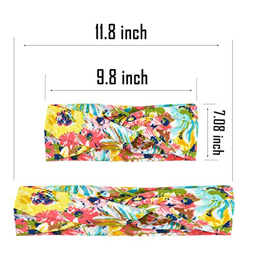 DRESHOW 8 Pack Headbands for Women Yoga Knotted Headbands Elastic Criss Cross Hair Accessories Sports Head Wrap Non Slip - color: 8 Pack Flower Printed Cross B