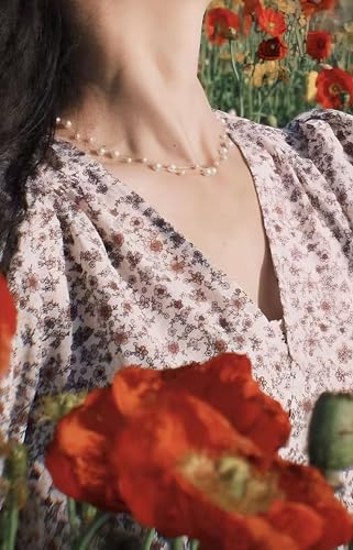 Pearl Necklaces for Women, Dainty Layered Pearl Choker Necklace, Handmade Elegant Gold and Pearl Necklace for Statement Jewelry