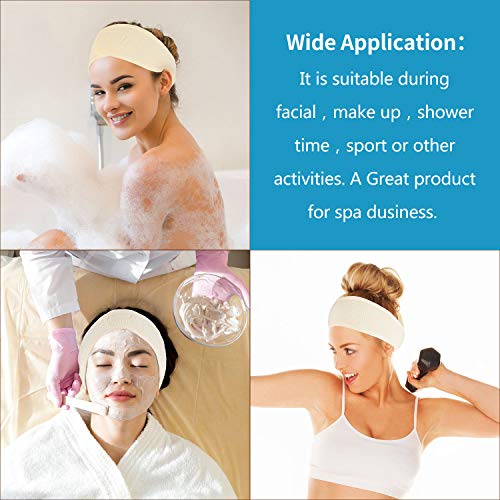 Whaline Spa Facial Headband 4 Packs Head Wrap Terry Cloth Headband Adjustable Stretch Towel for Bath, Makeup and Sport (Yellow) - color: Yellow