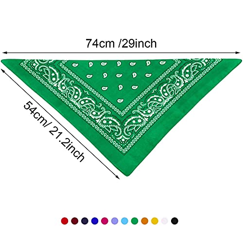 Blulu 12 Pack Neon Bandanas Bulk Multi Purpose Paisley Cowboy Bandanas for Men Women Headband Western Music Festival Rave - color: Multicolor