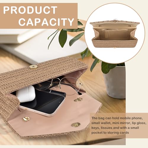 PACETAP Straw Clutch Purse for Women, Pearl Decoration Boho Crossbody Bags, Evening Clutch Purses Handbags for Wedding Party Cocktail Prom Dinner(Dark brown) - color: Straw Dark Brown