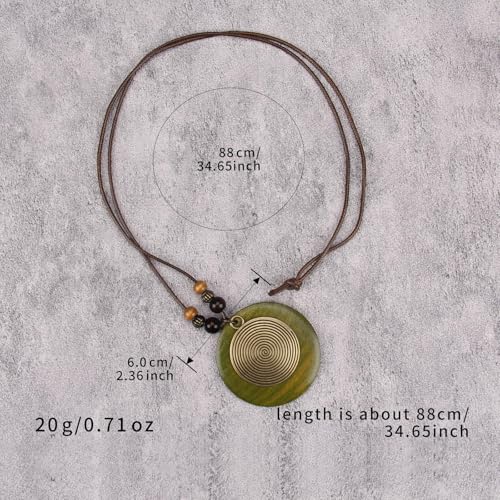 Bohemian Necklaces for Women Long Leather Necklace with Large Pendant Chunky Boho Hippie Jewelry Pendant Chocker Necklace - style: Boho Style Necklace