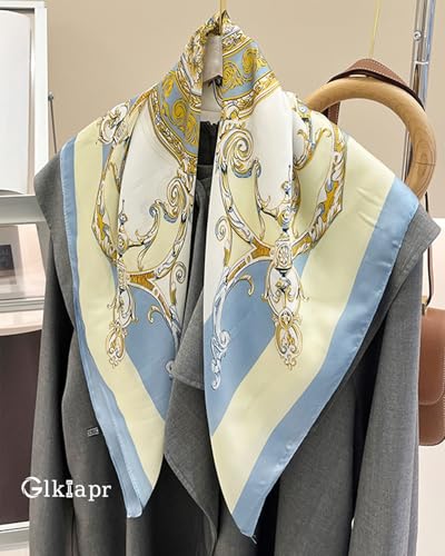 Satin Bandana Headscarf for Women Silky Hair Scarves for Fashion Lightweight - color: 10-blue Roman