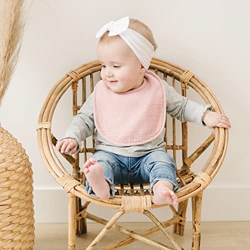 Konssy Muslin Baby Bibs 8 Pack Baby Bandana Drool Bibs Cotton for Unisex Boys and Girls, Soft Absorbent Set for Teething and Drooling - color: Pink