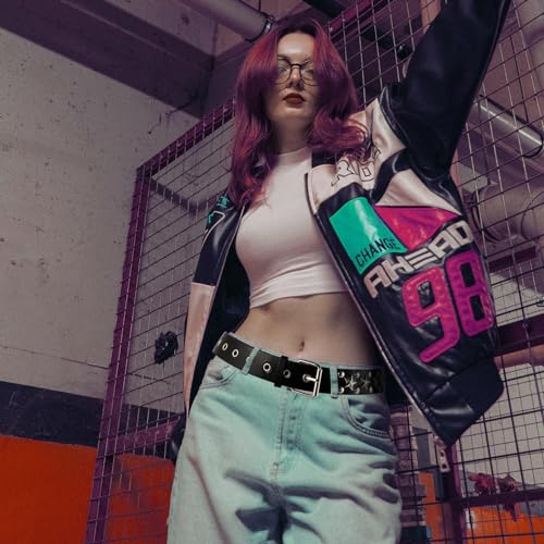 MILAKOO Punk Leather Waist Belt for Women Vintage Accessories for Hippie Skateboarding Enthusiasts - color: D