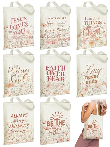 Christian Floral Tote Bags Bulk for Women Bible Verse Canvas Totes Religious Church Bags for Inspirational Gifts - color: Christian Wildflowers