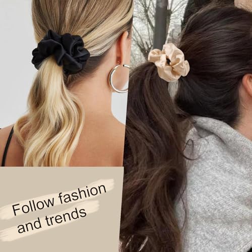 Hair Scrunchies for Women - Hair Ties No Damage Both for Thick Hair or Thin Hair Curl Hair No Crease Scrunchies Ponytail Holder No Hurt Your Hair - color: Light Brown