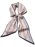 kcctoo 59" Mulberry Silk Like Head Scarf Women's Fashion Square Neck Satin Scarfs for Bag Hair Scarves Gift 59 * 5.9” - color: B009-pink & Navy Leopard