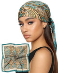 AWAYTR 35” Satin Head Scarf for Women Like Silk Scarf for Hair Scarf Satin Hair Bandana Women Headscarf Hair Wrap Scarf Neck - color: Blue