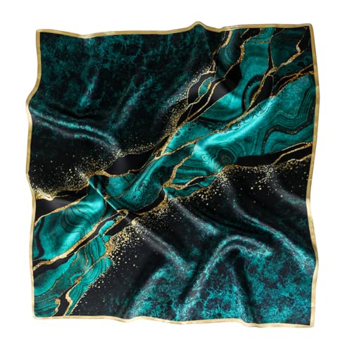 STARWHISPER 100% Pure Mulberry Silk Square Scarf-27''x27 Lightweight Hair Scarves Headscarf Night Sleeping with Gift Packed - color: Polar Lights