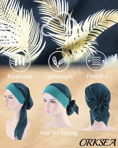 Chemo Headwear for Women Head Scarf Headwraps Silky Soft Turbans for Women Cancer Hats Chemo Beanie Coverings Scarves - color: B Black Feather