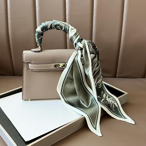 Hair Scarf for Women - 53"x5.3" Purse Scarf, Extra Long Satin Wrap, Versatile Belt & Boho Neck Accessory - color: Green Floral