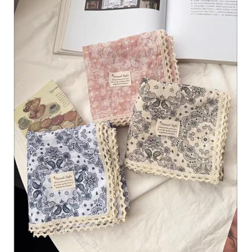 Soft Cotton Like Lace Bandana Headband, Head Wrap, Protective Coverage, Hair Neck Scarf for Women 24 x 24 inch - color: Cas003 - Paisley W