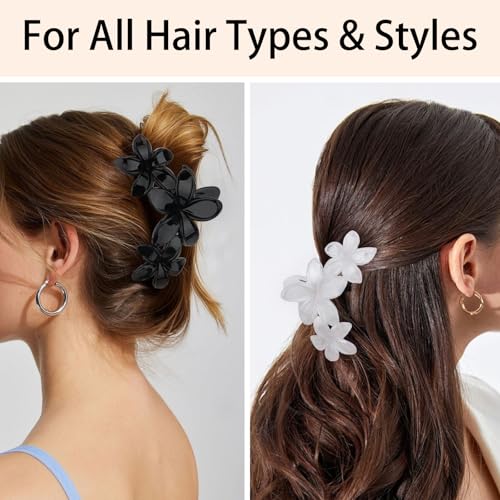 ANBALA 4Pcs Hawaiian Flower Hair Clips Large Claw Clips for Thick Thin Hair Non Slip and Strong Hold Beach Accessories - color: Leopard-C