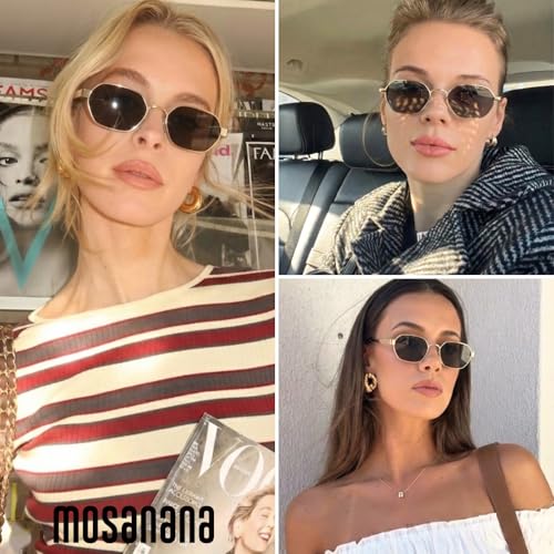 mosanana Trendy Retro Hexagon Sunglasses for Women Metal MS52593 - color: C1 Gold/Grey