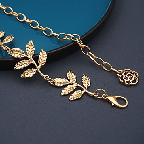 Metal Waist Chain Body Belly Belt Chains Jewelry Accessories for Women - color: Leaf Gold, size: S: 41.3 in