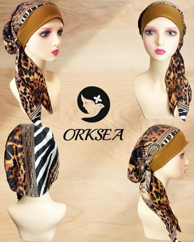 Chemo Headwear for Women Head Scarf Headwraps Silky Soft Turbans for Women Cancer Hats Chemo Beanie Coverings Scarves - color: A Coffee Pattern1