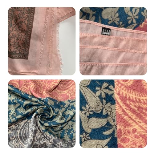 Paisley Pashmina Feel Shawls Wraps for Women Rave Scarf Soft Silky Exotic Boho All Seasons - color: Pink