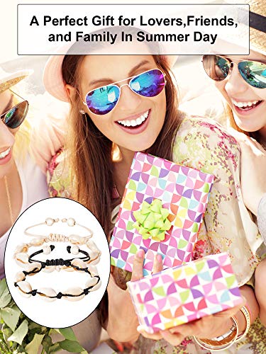 meekoo 2 Pieces Natural Shell Anklet Bracelet for Women Boho Adjustable Bead Handmade Hawaiian Beach Seashell Foot Jewelry(Style A)