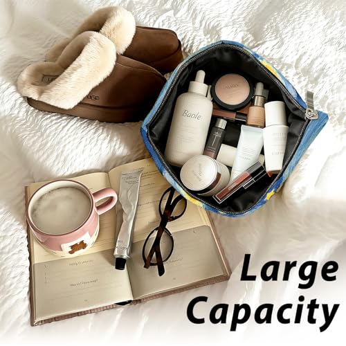 Black Cat Makeup Bag, Black Cat Mom Lovers Lady Gifts Cosmetic Bag for Women, Pet Lover Gifts, Celestial Starry Night Kitten Small Toiletry Bags Zipper Makeup Pouch - color: 02-Cat(08)-Starry Night