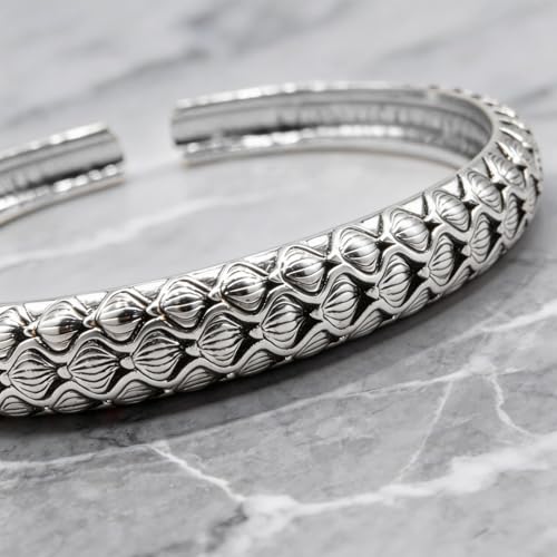 Kim Carrey S925 Sterling Silver Bracelet, Stacked Bracelets Open Bangle Cuff Design, Men's Gift Jewelry for My Man - style: Chainmail