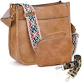 HKCLUF Crossbody Bag Purse for Women 2PCS/Set Leather Hobo Handbag Wallet Set With 2Adjustable Guitar Strap Shoulder Bag | Purse - color: A9-lightbrown