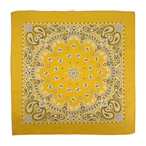 Single Pack Bandanas 60s Premium Cotton Soft Thin Handfeel Large Handkerchief for Men and Women - color: Golden