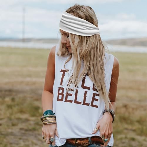 FULZTEY Wide Headbands for Women Neutral Knotted Headwraps Fashion Head Bands Elastic Non Slip Workout Yoga Sweat Hairbands Soft Cotton Turbans Large African Bandana Hair Accessories 4Pcs - color: Style 106