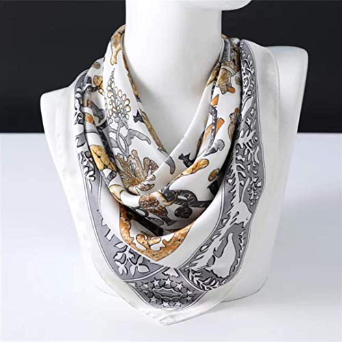ANDANTINO 100% Mulberry Silk Scarf -21” Square Neckerchief with Gift Packed - color: Beige-animals