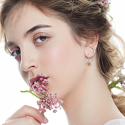 Sunflower Leverback Earrings S925 Sterling Silver Earrings You Are My Sunshine Dangle Earring Jewelry for Women - style: Drop