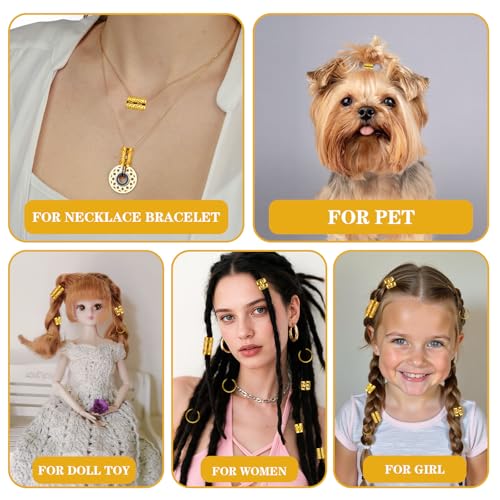 120pcs Gold Hair Jewelry Accessories Gold Hair Cuffs Charms Rings for Braids Adjustable Loc Jewelry Dreadlocks Braid Clips Decorations for Black Women Men Festival Pirate