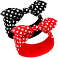 Hicarer 2 Pieces Polka Dot Headband Bandana Headband 50s Costume Hair Accessories Bows Wide Head Wrap for Women(Red, Black,Big Dots) - color: Red, Black, style: Big Dots