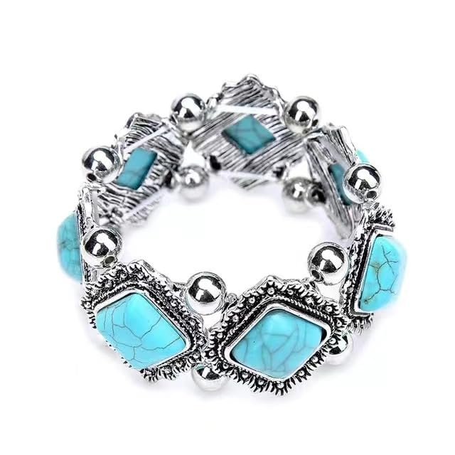 Western Bracelets for Women Vintage Chunky Turquoise Cuff Bracelet Turquoise Country Bracelets Adjustable Boho Cuff Bracelet Western Country Costume Jewelry Accessories - style: Style7