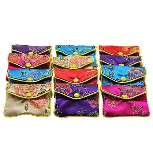 MorTime Jewellery Jewelry Silk Purse Pouch Gift Bags, Multiple Colors, Pack of 12 (Small) - size: Small