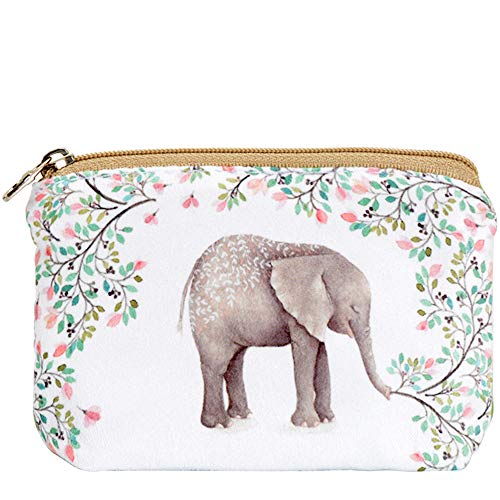 Women and Girls Cute Fashion Coin Purse Wallet Bag Change Pouch Key Holder - color: Forest Elephant