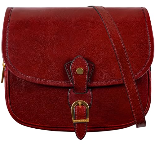 Time Resistance Leather Cross Body Bag for Women - Handbag, Shoulder, Messenger, Purse - color: Red