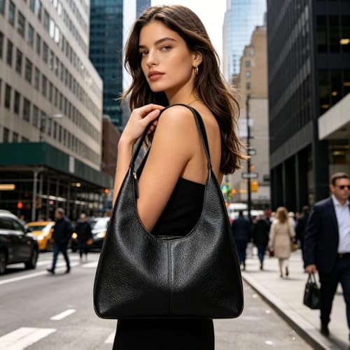 Women’s Trendy Suede Tote Bag Shoulder Bags For Women Fall Underarm Bag Winter Hobo Bag Work Purses Suede Travel Handbag - color: Pu-black