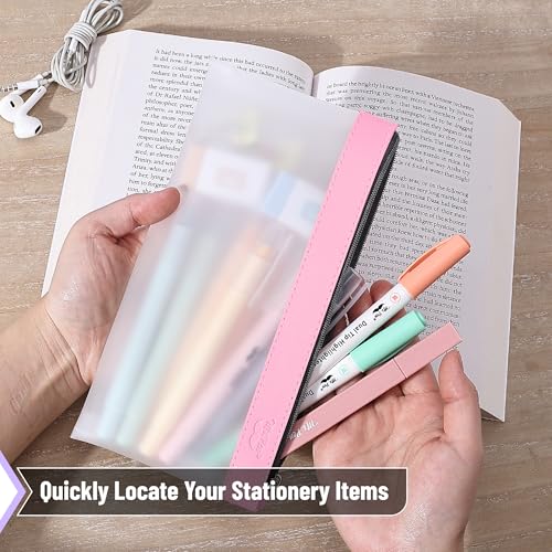 Mr. Pen- Clear Pencil Pouch, 8.50"x4.25", 6 Pack, Durable TPU Material | Medium Water-Resistant Pencil Bags with Smooth Zipper, Multipurpose Clear Pouch for Stationery, School, Office - color: Pink Shades, size: 6 Pack, Medium